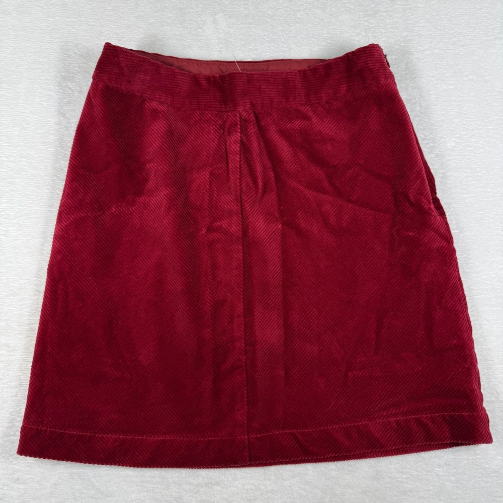 LOFT‎ Womens Red Corduroy A-Line Mini Skirt Size 2 Side Zip